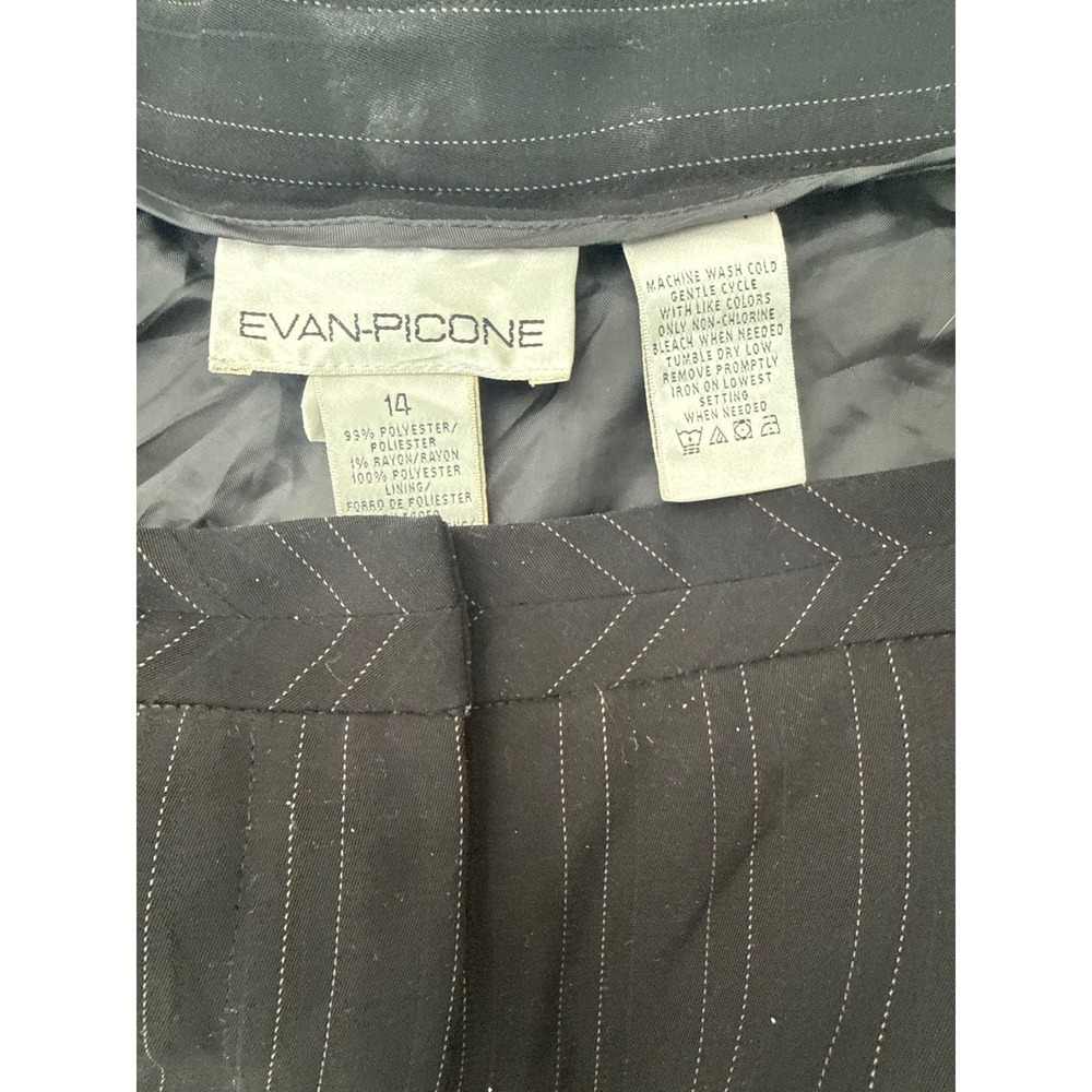 Evan Picone Womens Black Pinstripe Pants Size 14 Polyester Blend Business Casual